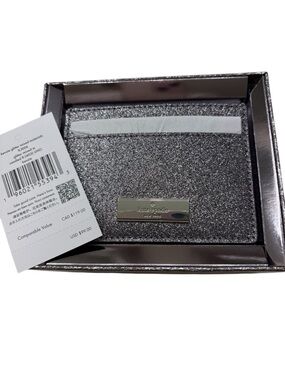 kate spade Kenzie slim silver glitter card holder NWT in box